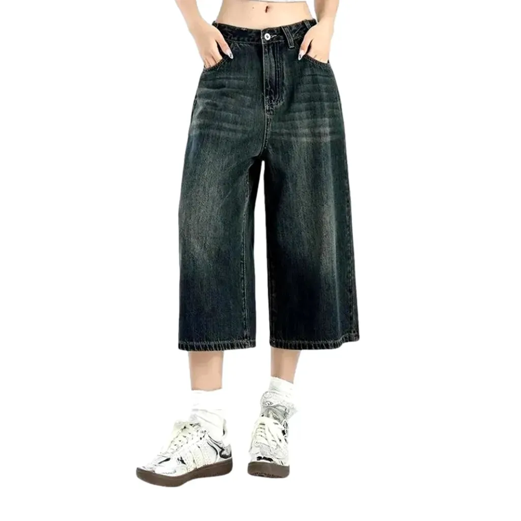 90s style baggy fit women's denim shorts