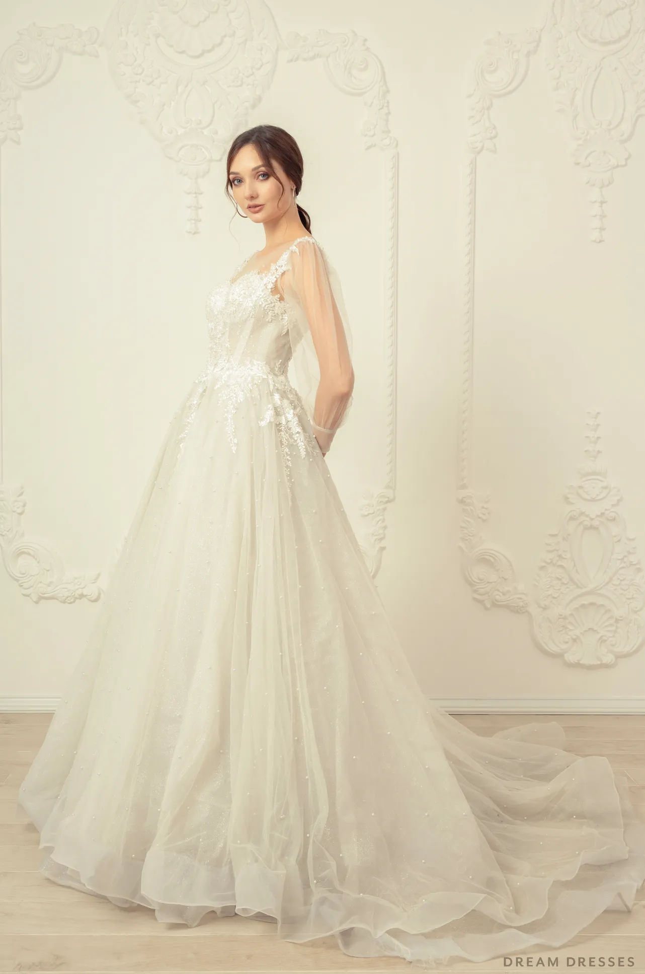 A-line Wedding Dress with Sleeves (#Liana)
