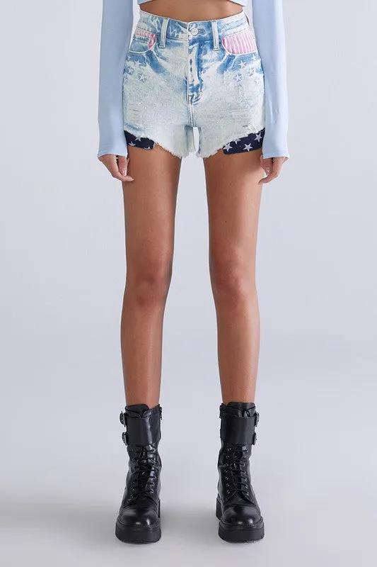 Acid Wash High Rise Shorts