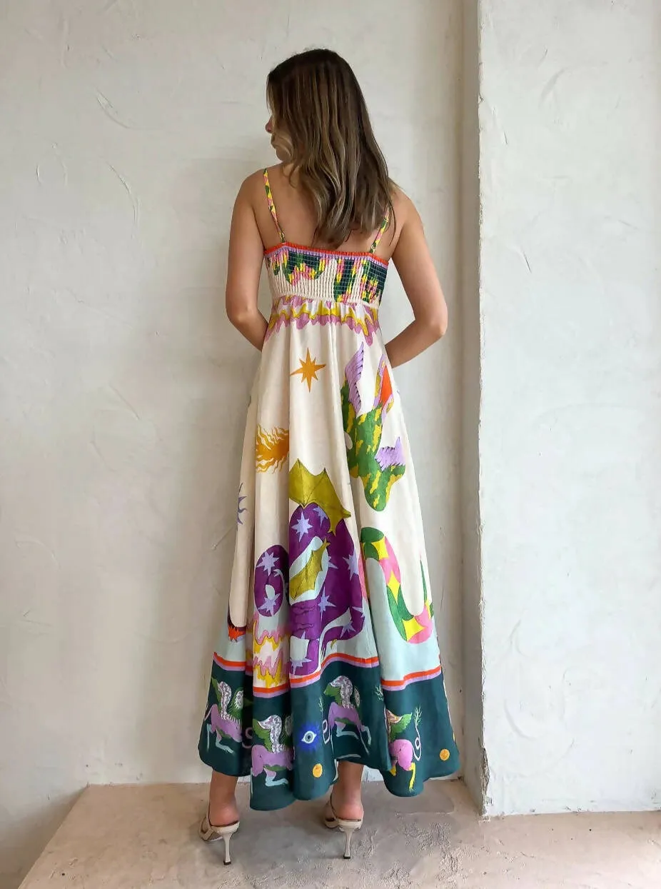 Alemais Seeker Midi Sundress Multi Print Size 14
