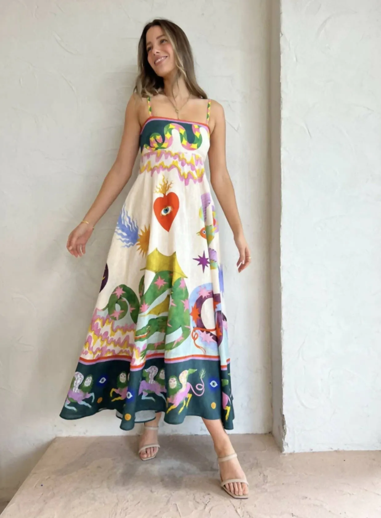 Alemais Seeker Midi Sundress Multi Print Size 14