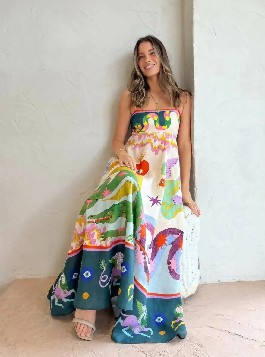 Alemais Seeker Midi Sundress Multi Print Size 14