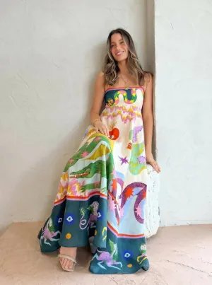 Alemais Seeker Midi Sundress Multi Print Size 14