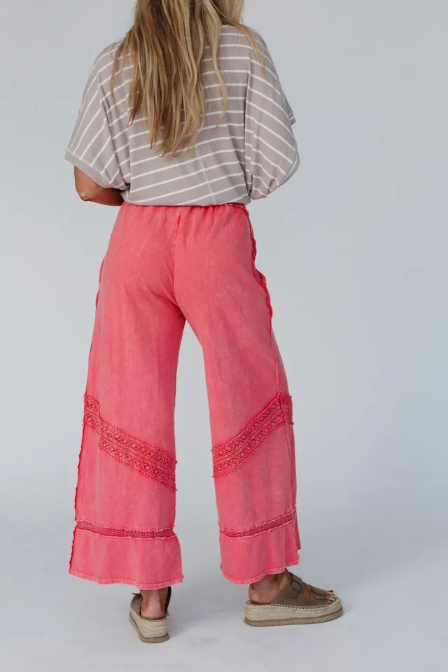 Any Day Wide Leg Pants - Coral