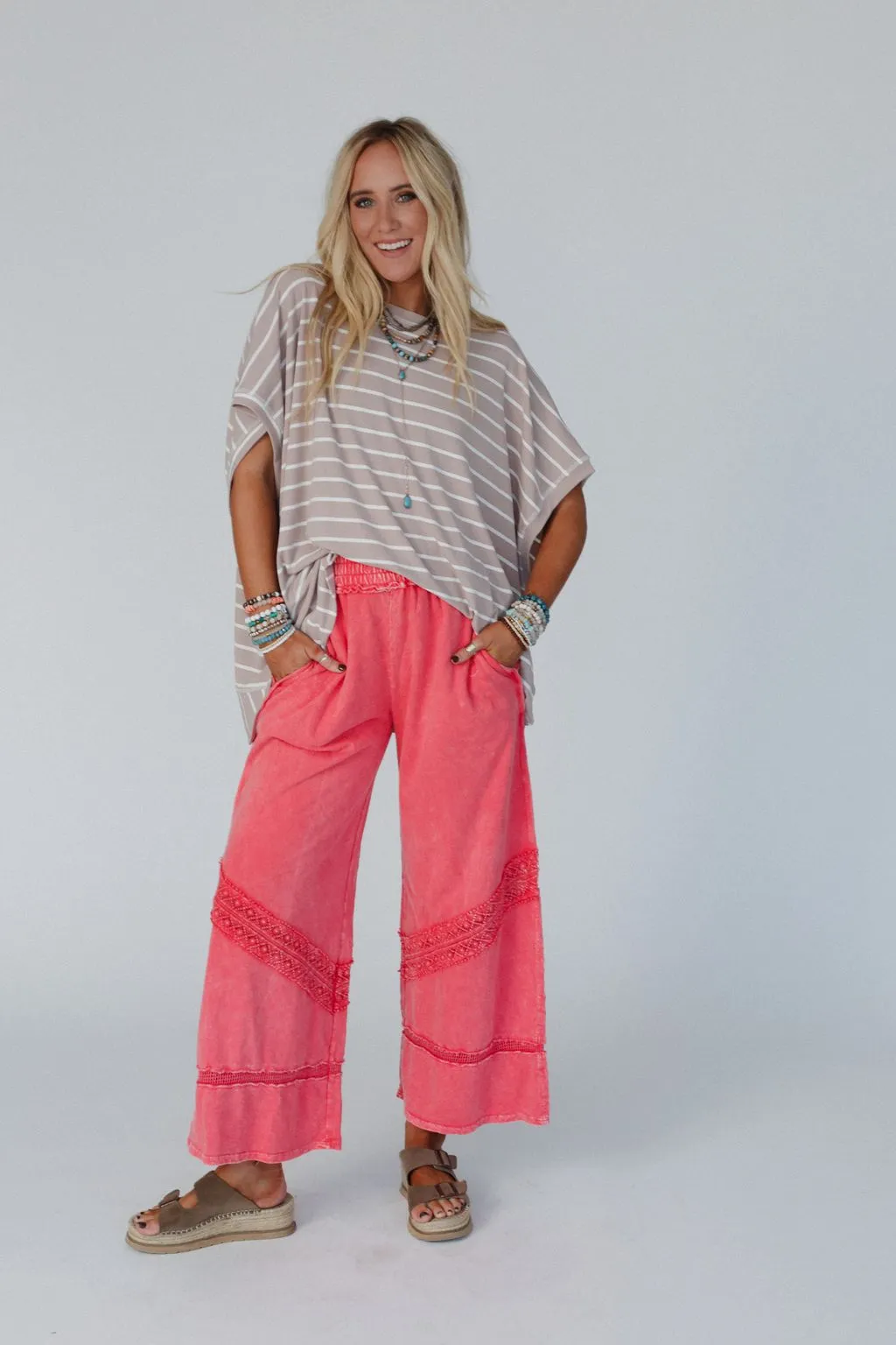 Any Day Wide Leg Pants - Coral