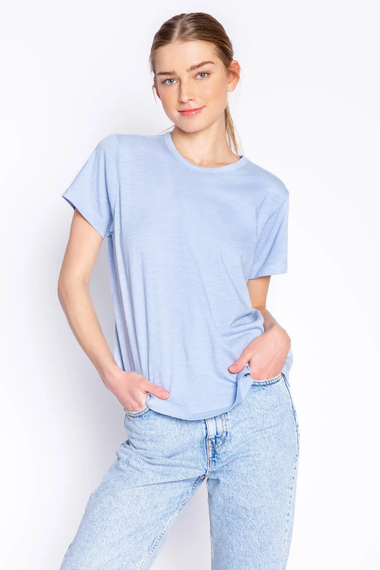 BACK TO BASICS SHORT SLEEVE TOP - ICE BLUE (ONLINE ONLY)