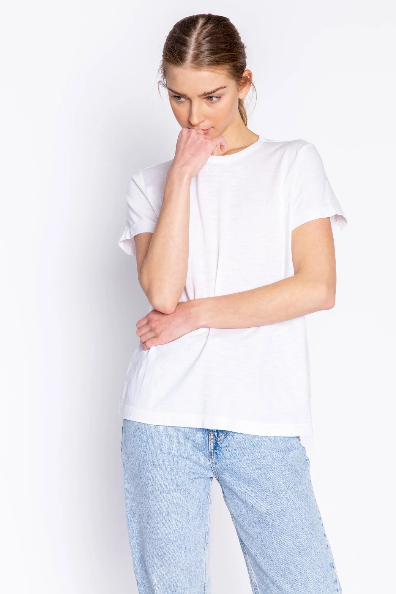 BACK TO BASICS SHORT SLEEVE TOP - WHITE