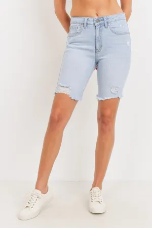 BIKER SHORTS WITH DESTROYED HEM
