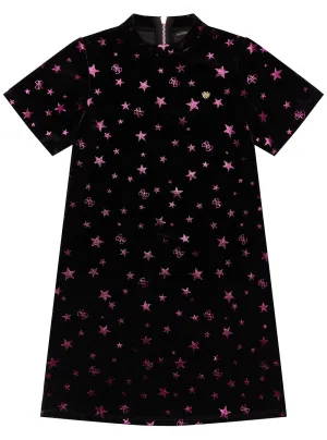 Black Star Print Short Sleeves Dress (2-7)