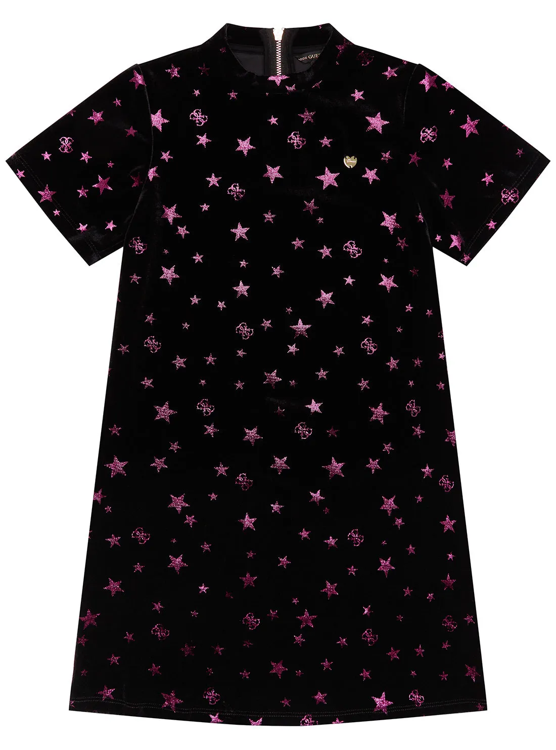 Black Star Print Short Sleeves Dress (2-7)