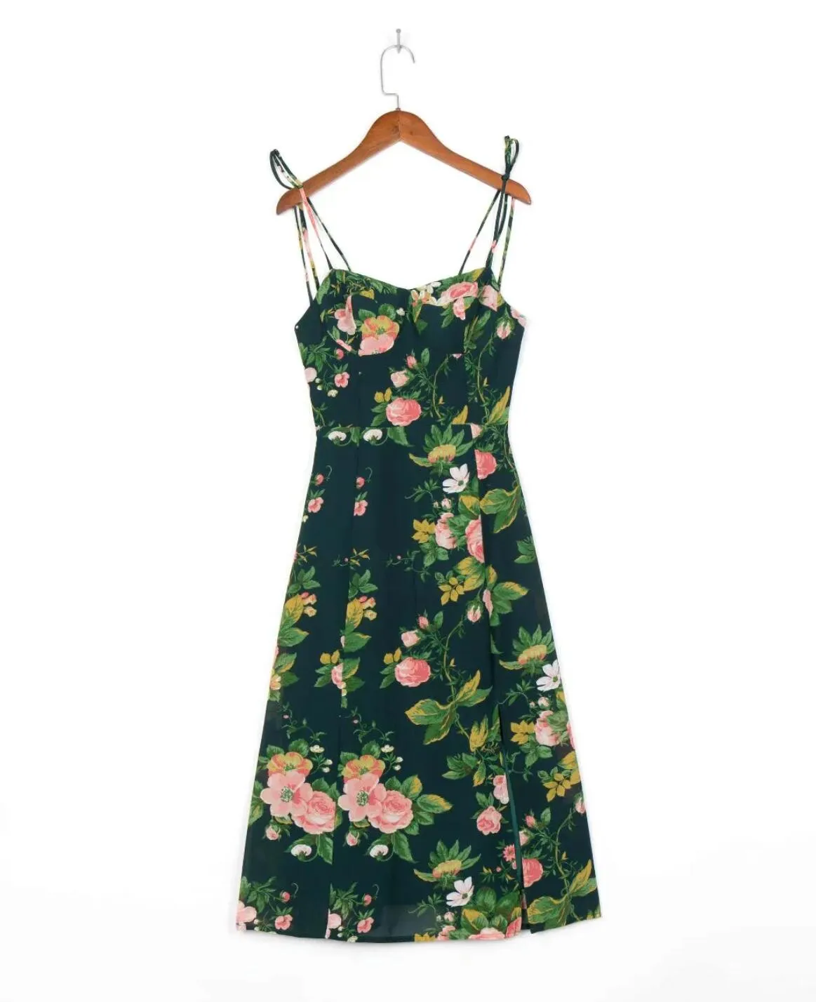 Boho Midi Dress, Strappy Sundress, Black Rose Garden