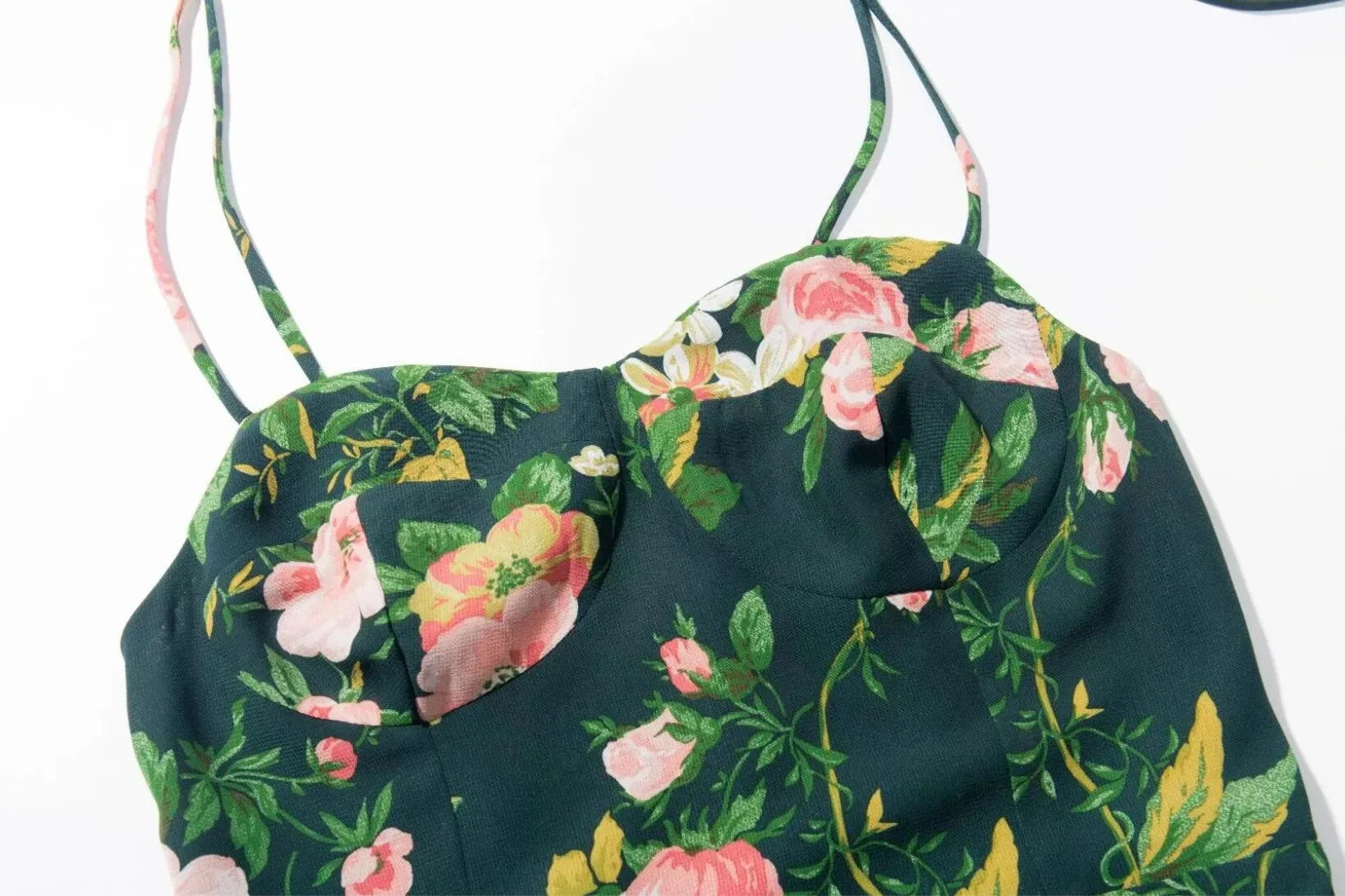 Boho Midi Dress, Strappy Sundress, Black Rose Garden