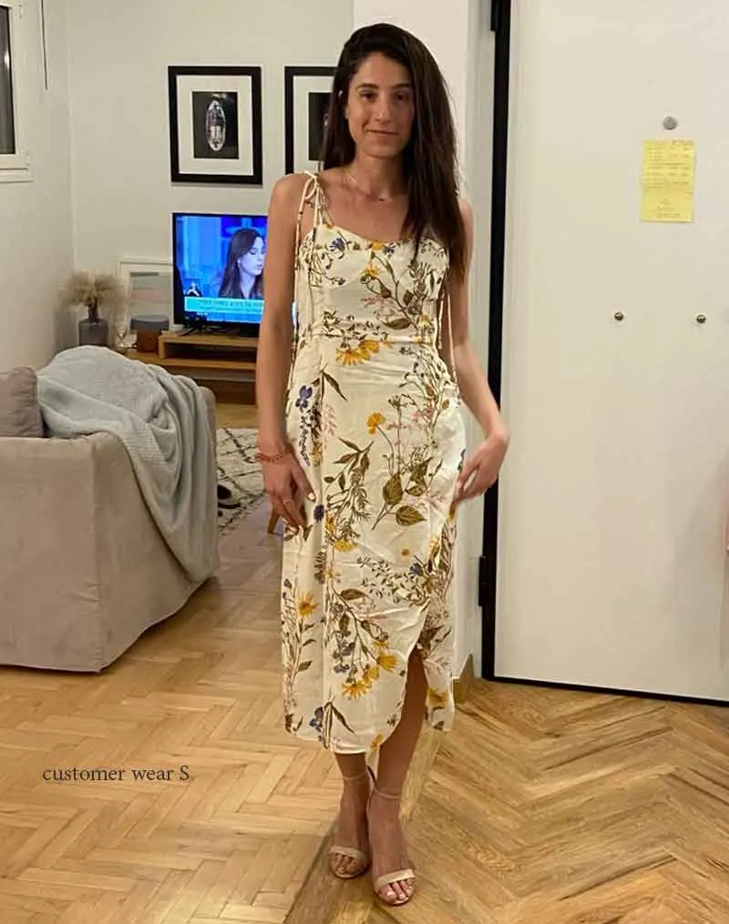 Boho Midi Dress, Strappy Sundress, Lady in Black