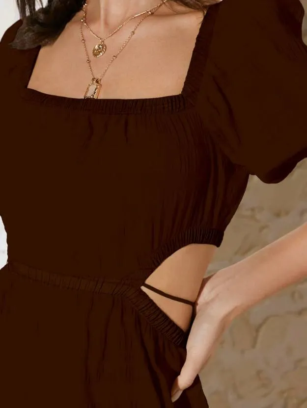 Brown Allure A-Line Mini Dress