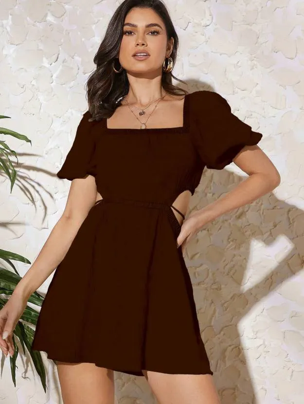 Brown Allure A-Line Mini Dress
