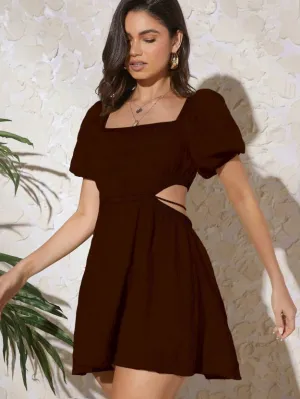 Brown Allure A-Line Mini Dress