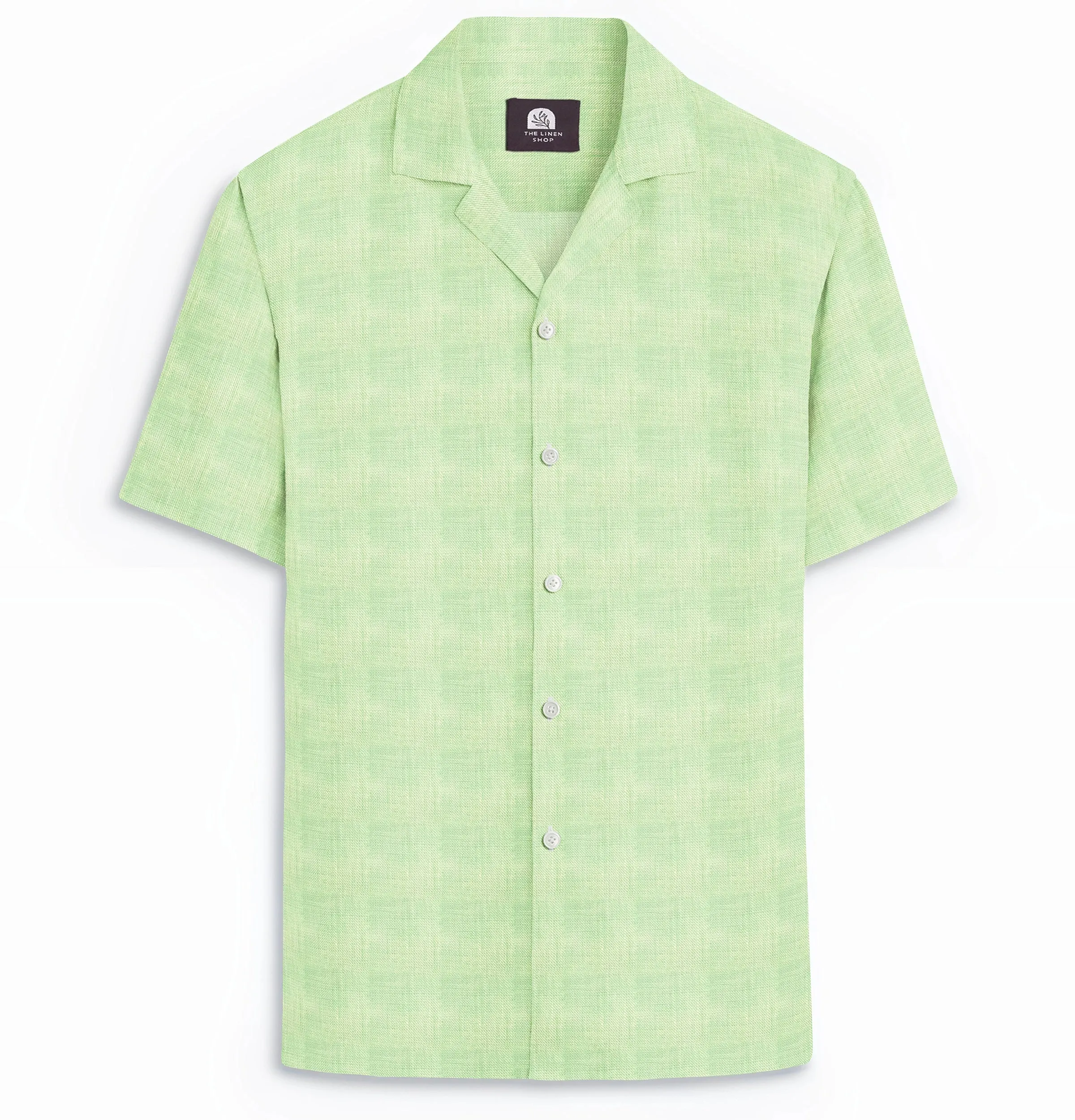 Camp Collar Linen Shirt in Mint Green