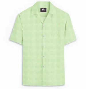 Camp Collar Linen Shirt in Mint Green