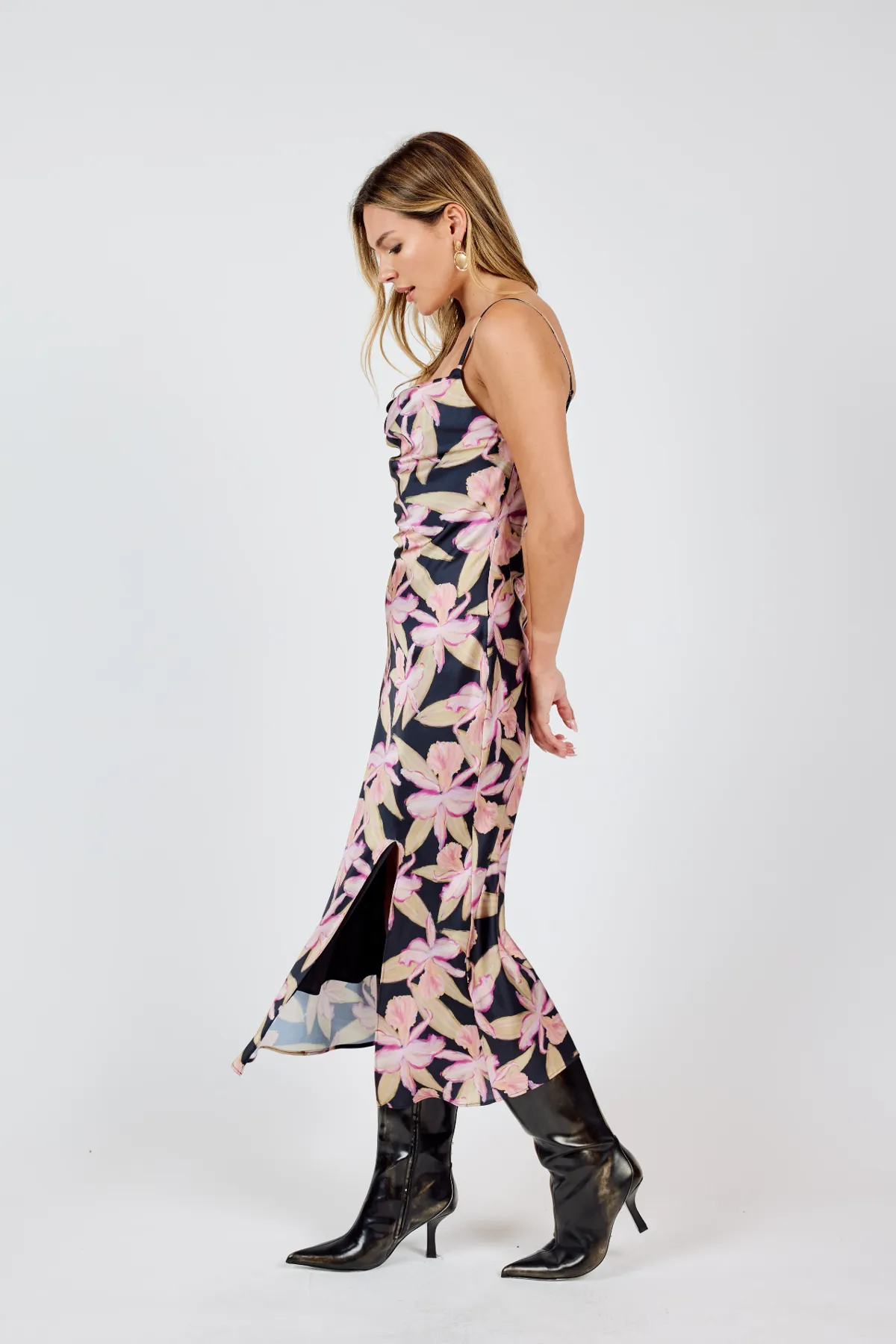 Candlelight Cowl Neck Midi Dress