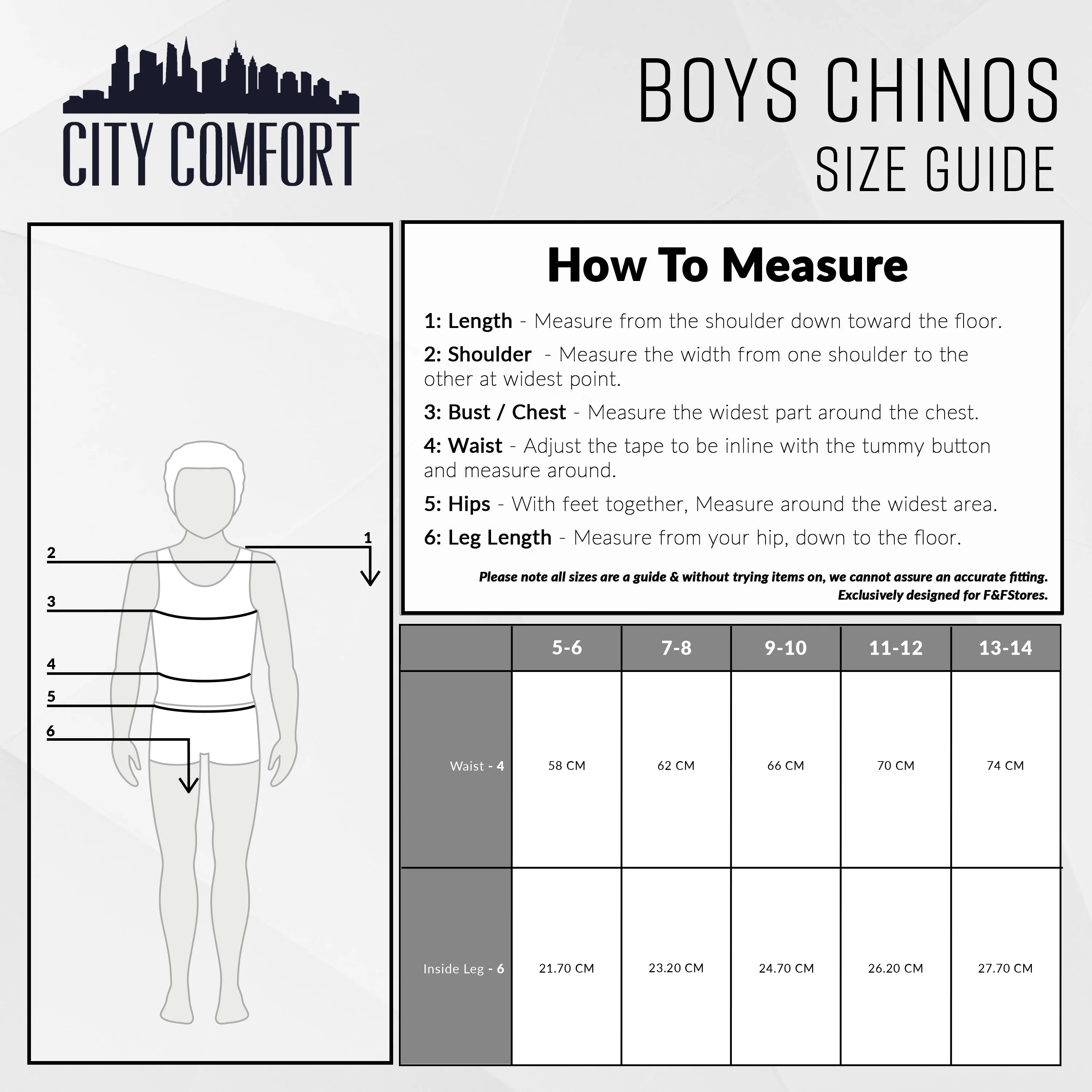 CityComfort Boys Chino Trousers with Front and Back Pockets, Adjustable Waist