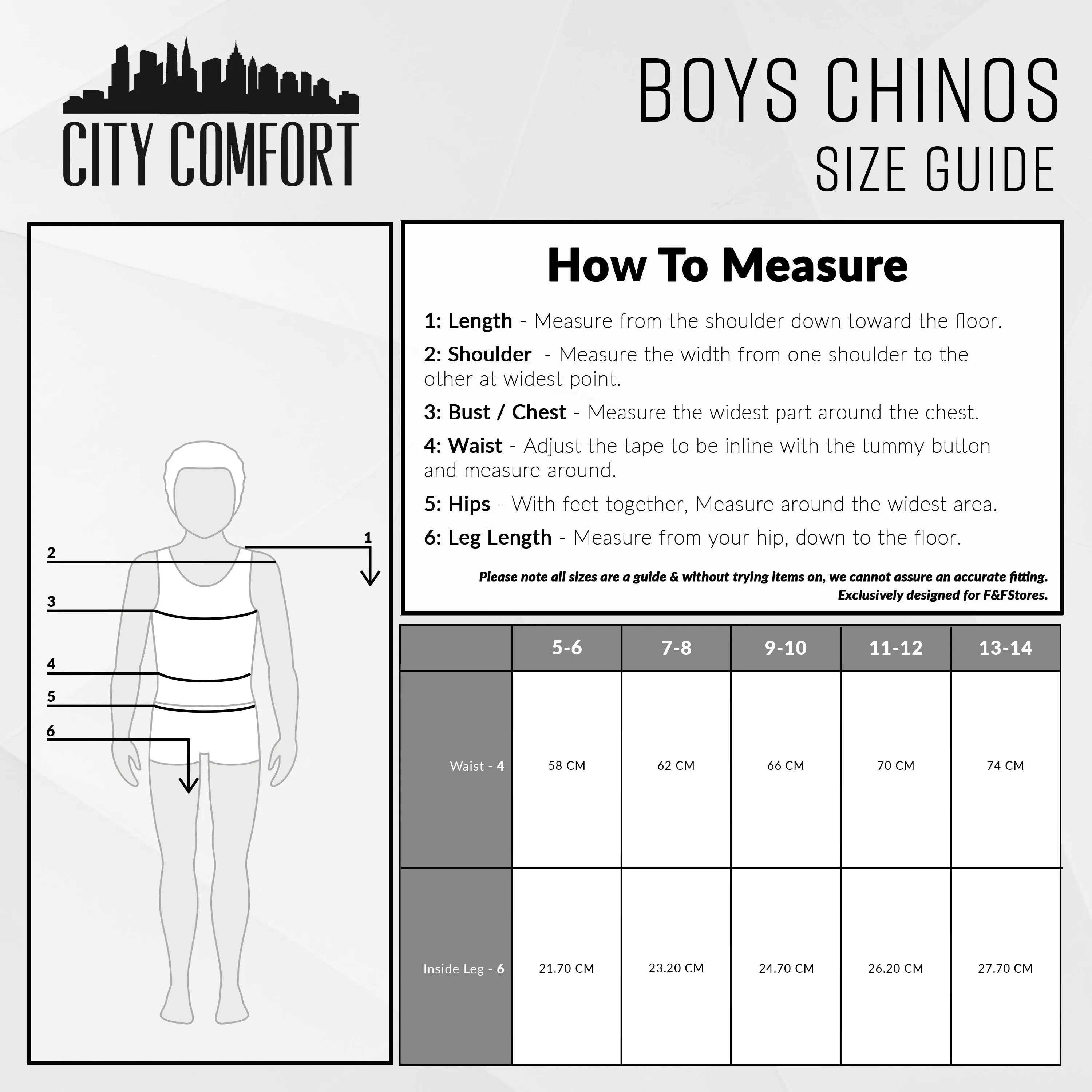 CityComfort Boys Chino Trousers with Front and Back Pockets, Adjustable Waist