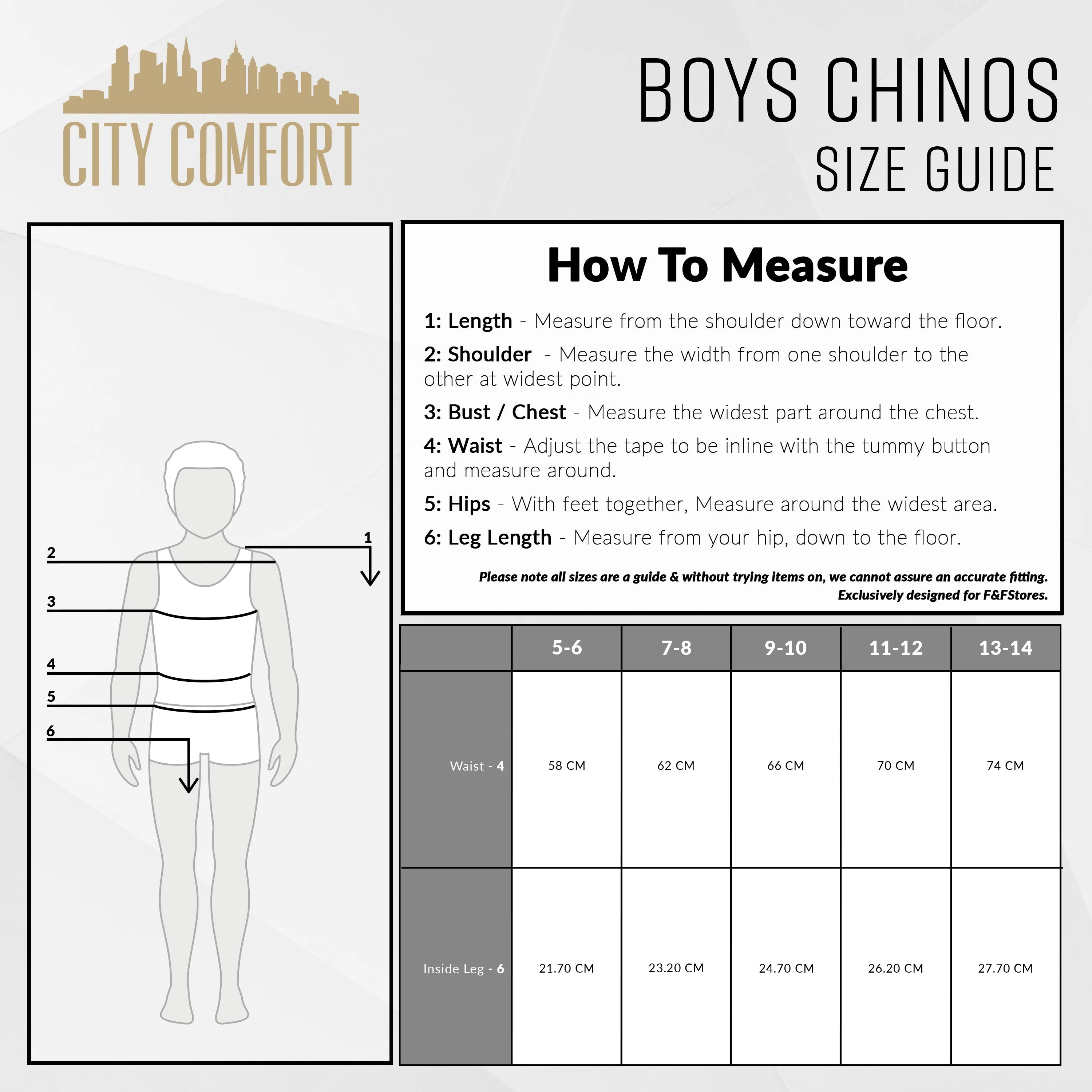 CityComfort Boys Chino Trousers with Front and Back Pockets, Adjustable Waist