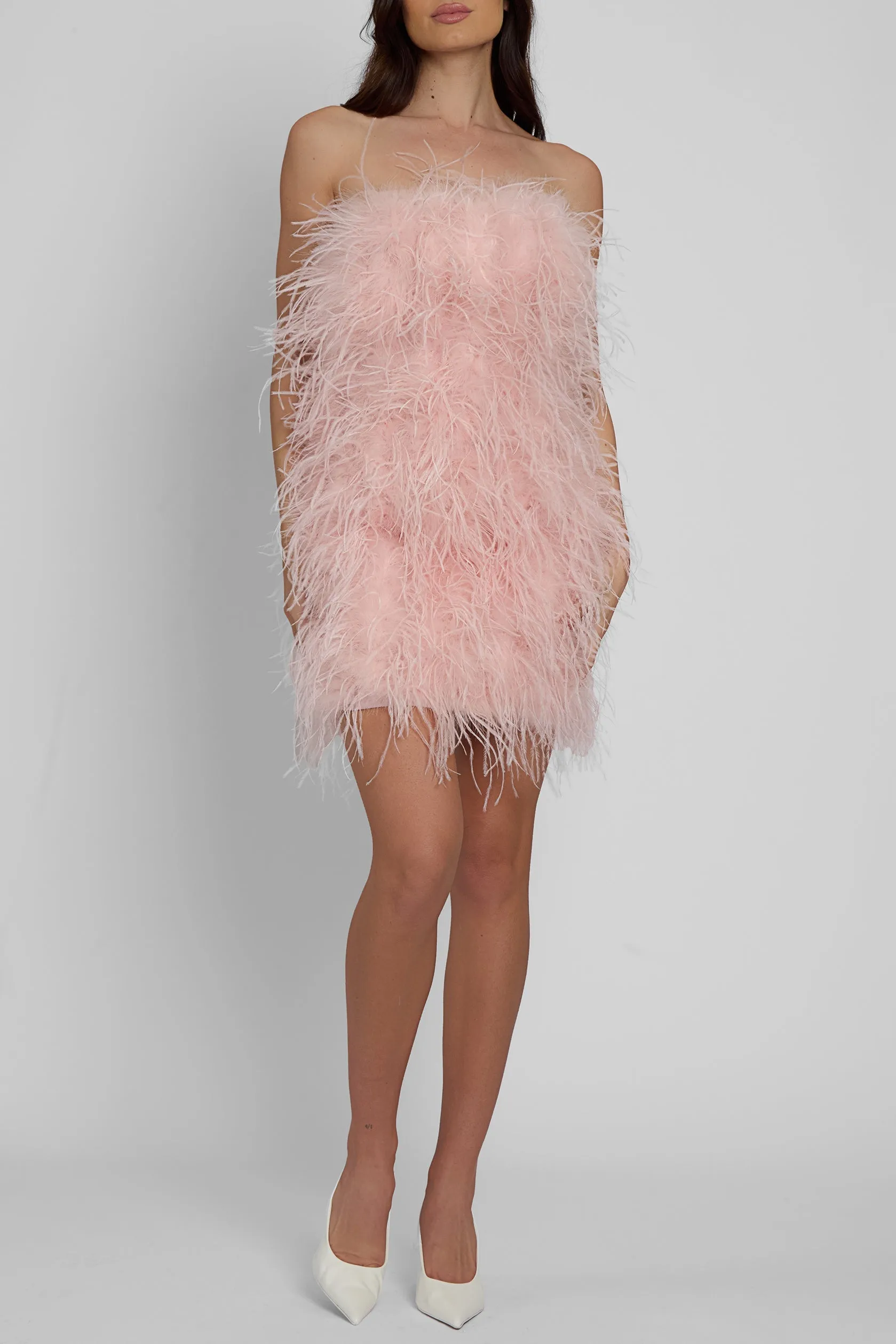 Cloud Feather Mini Trendy Dress - Pink