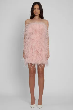 Cloud Feather Mini Trendy Dress - Pink