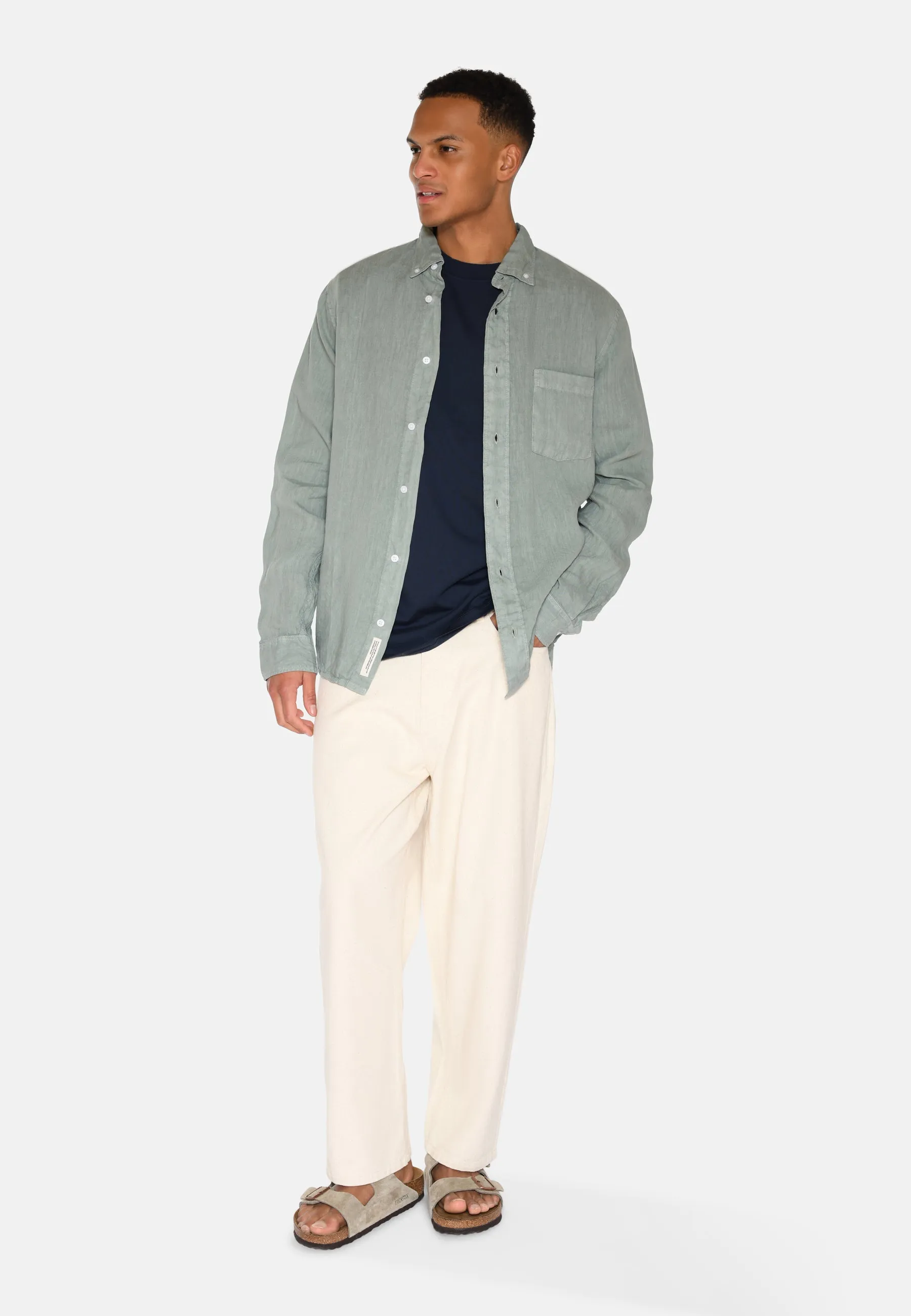 Colt long sleeved reg linen shirt 4115 - Gray Mist