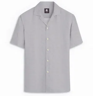 Cotton Linen - Camp Collar - Short Sleeve - Light Gray