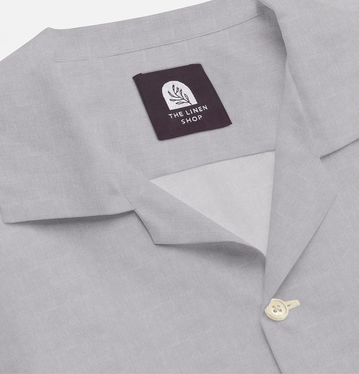 Cotton Linen - Camp Collar - Short Sleeve - Light Gray