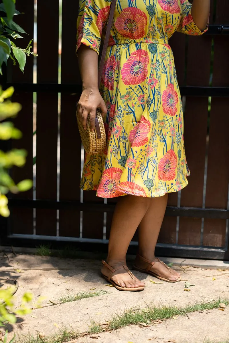 Dahlia A Line Cotton Printed Dress