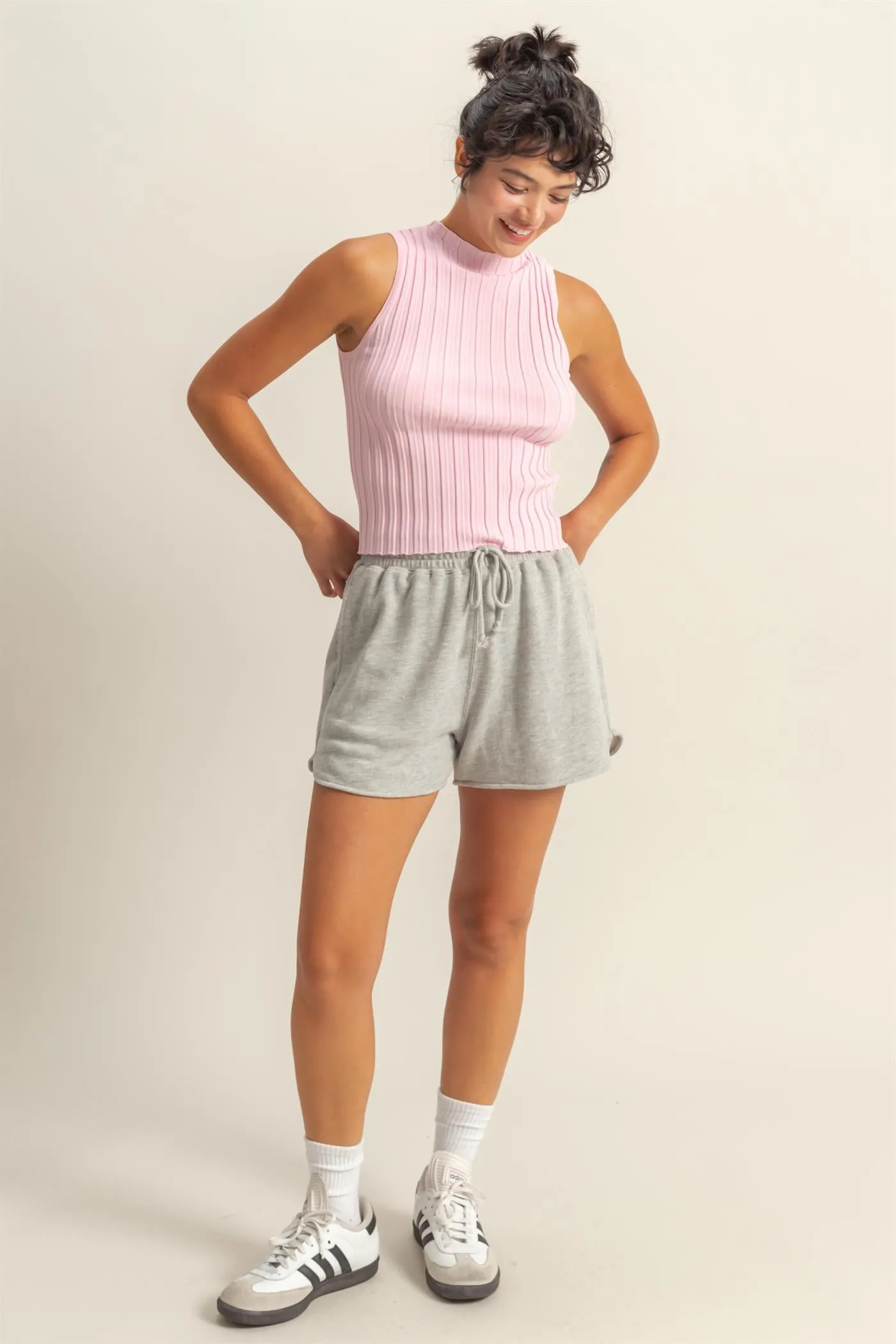 DZ25A690-Drawstring Waist Casual Dolphin Shorts