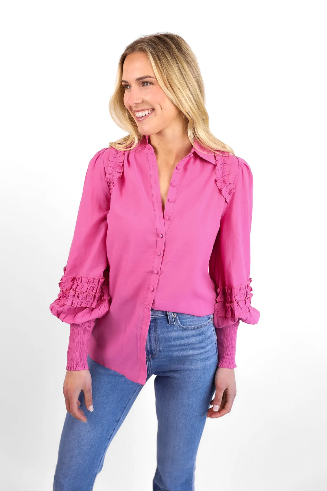 Ella Blouse in Fuschia Floral