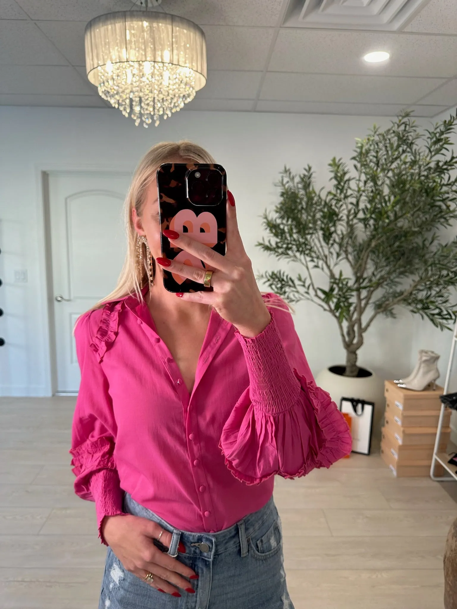 Ella Blouse in Fuschia Floral