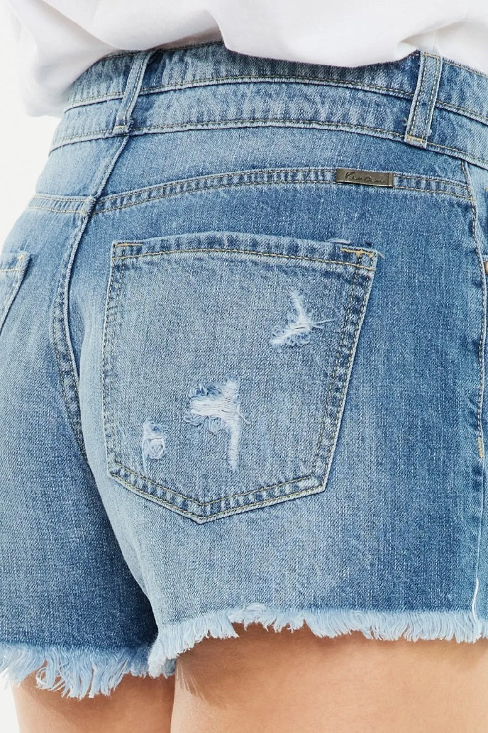 Full Size High Rise Raw Hem Denim Shorts