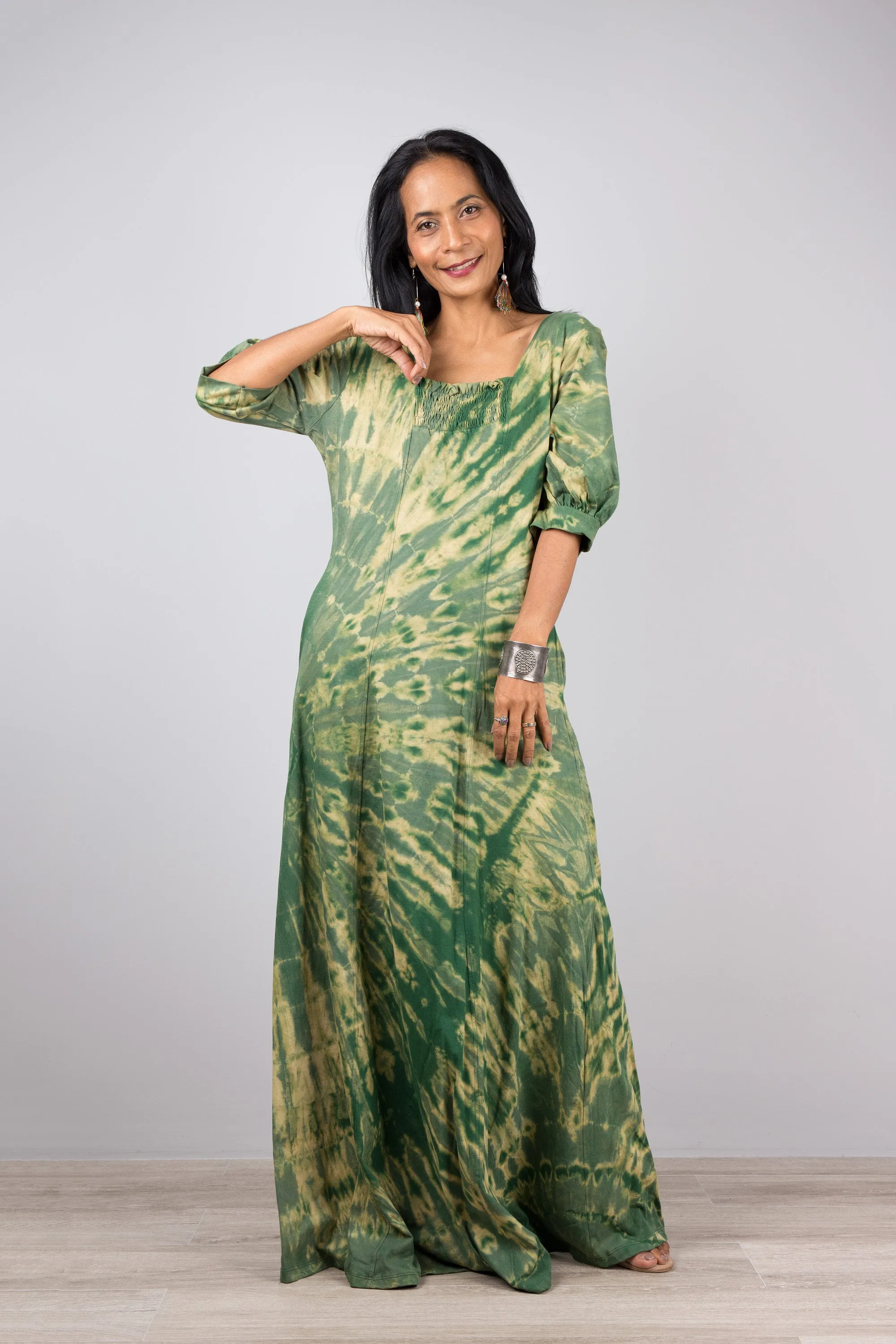 Green Tie Dye Maxi Dress
