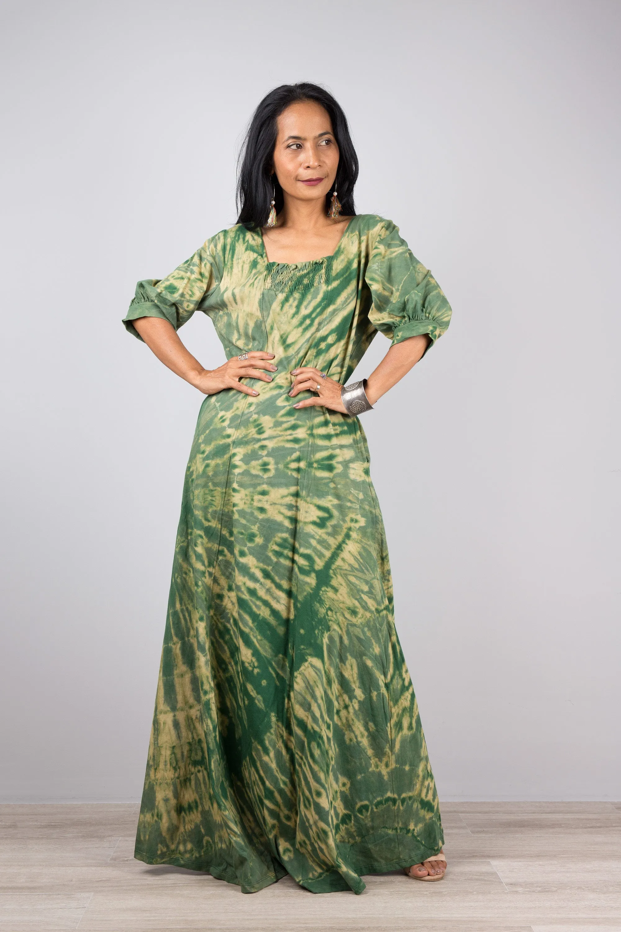 Green Tie Dye Maxi Dress