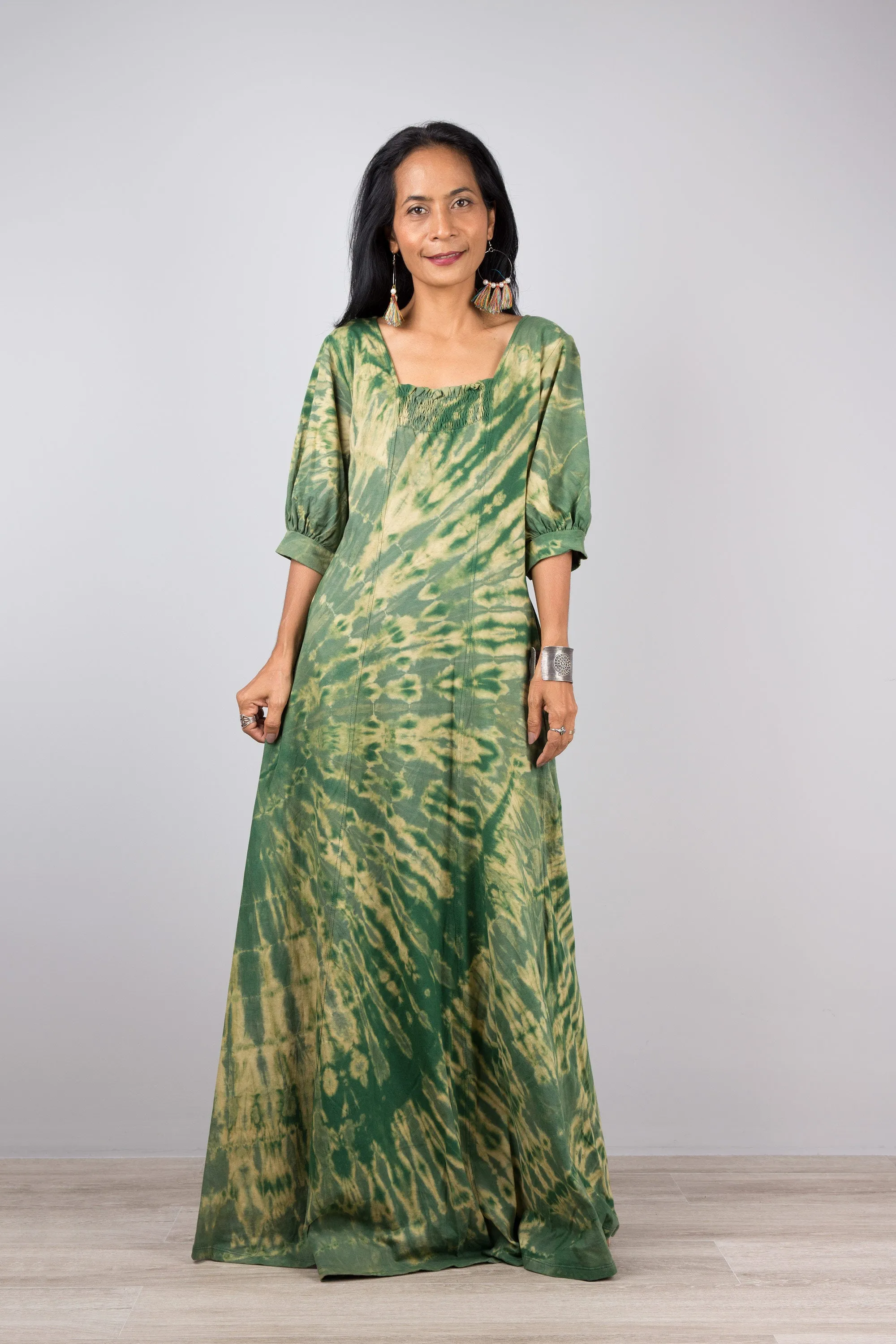Green Tie Dye Maxi Dress