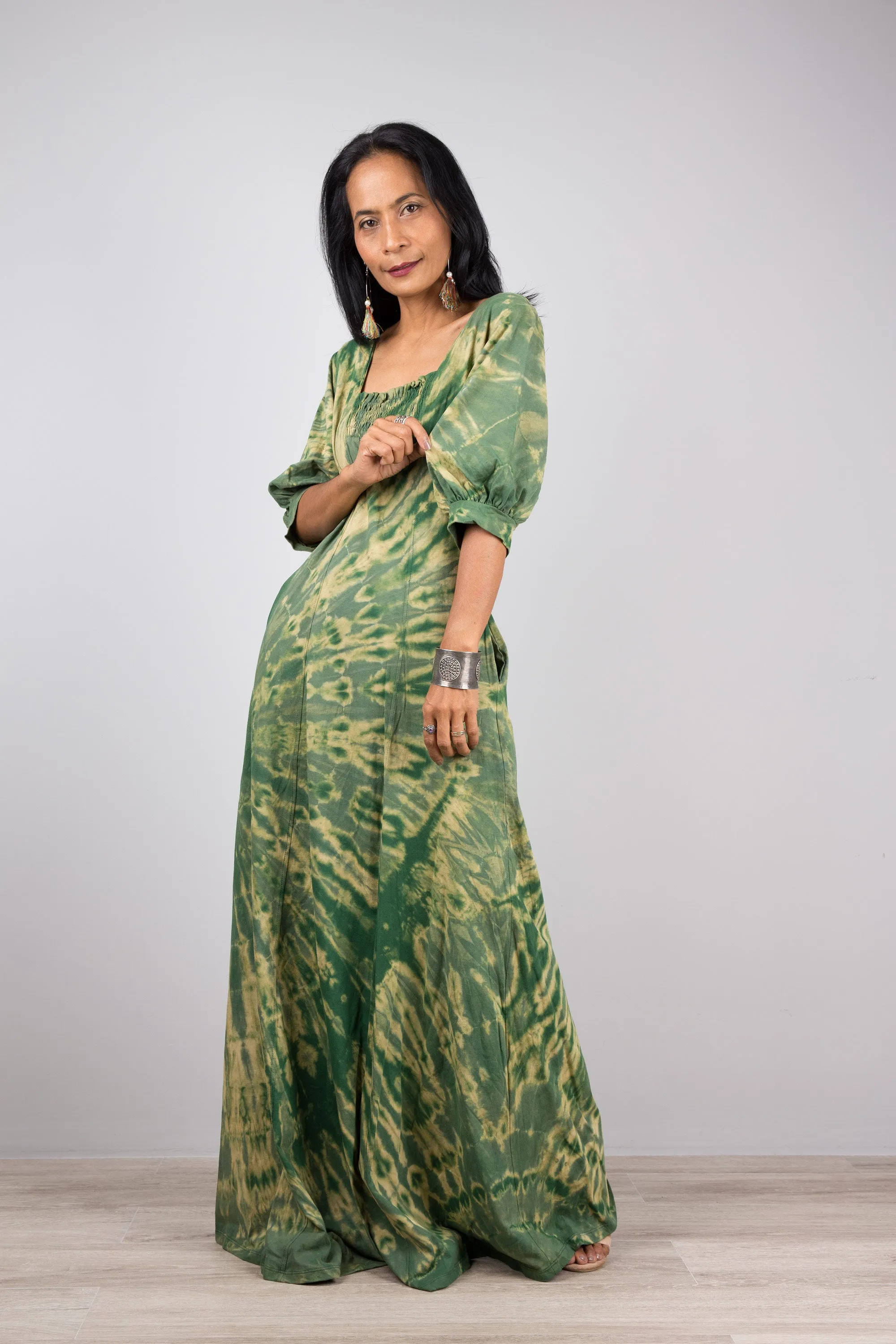 Green Tie Dye Maxi Dress