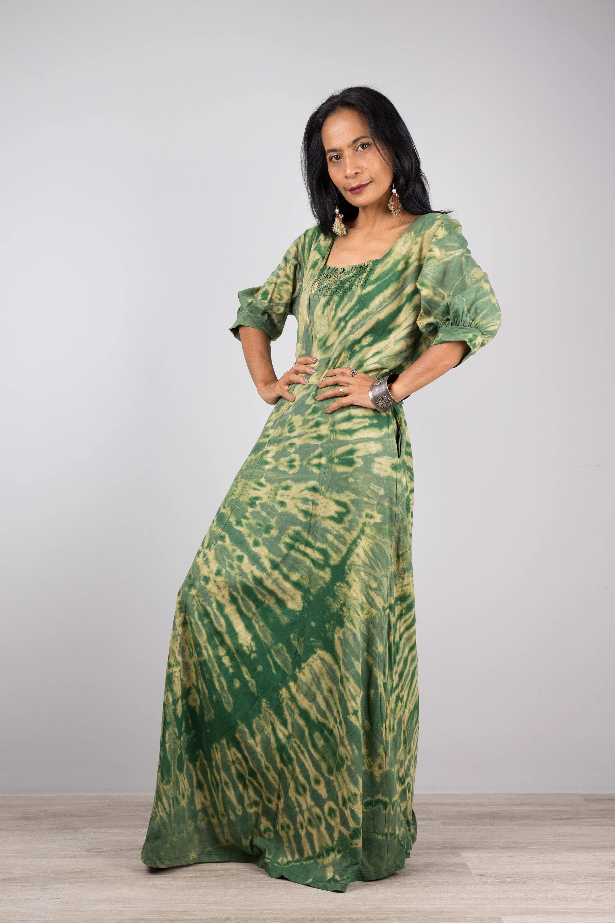 Green Tie Dye Maxi Dress