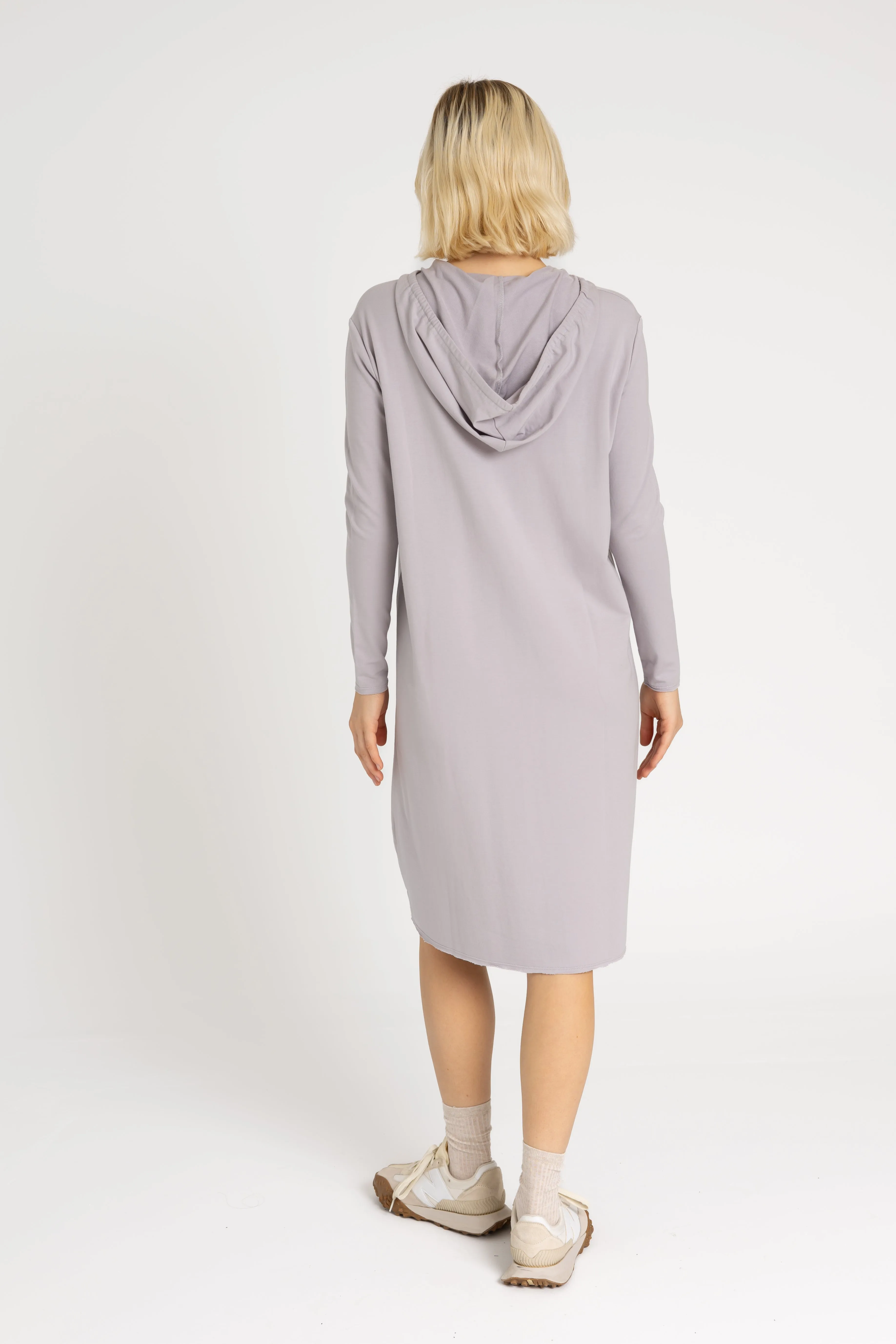 Grey Drawstring Hoodie Dress