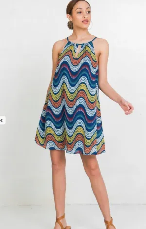 Halter neck shift dress
