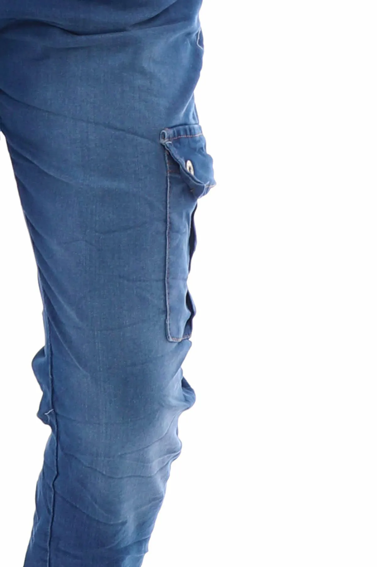 Jelani Denim Cargo Pants Mid Denim