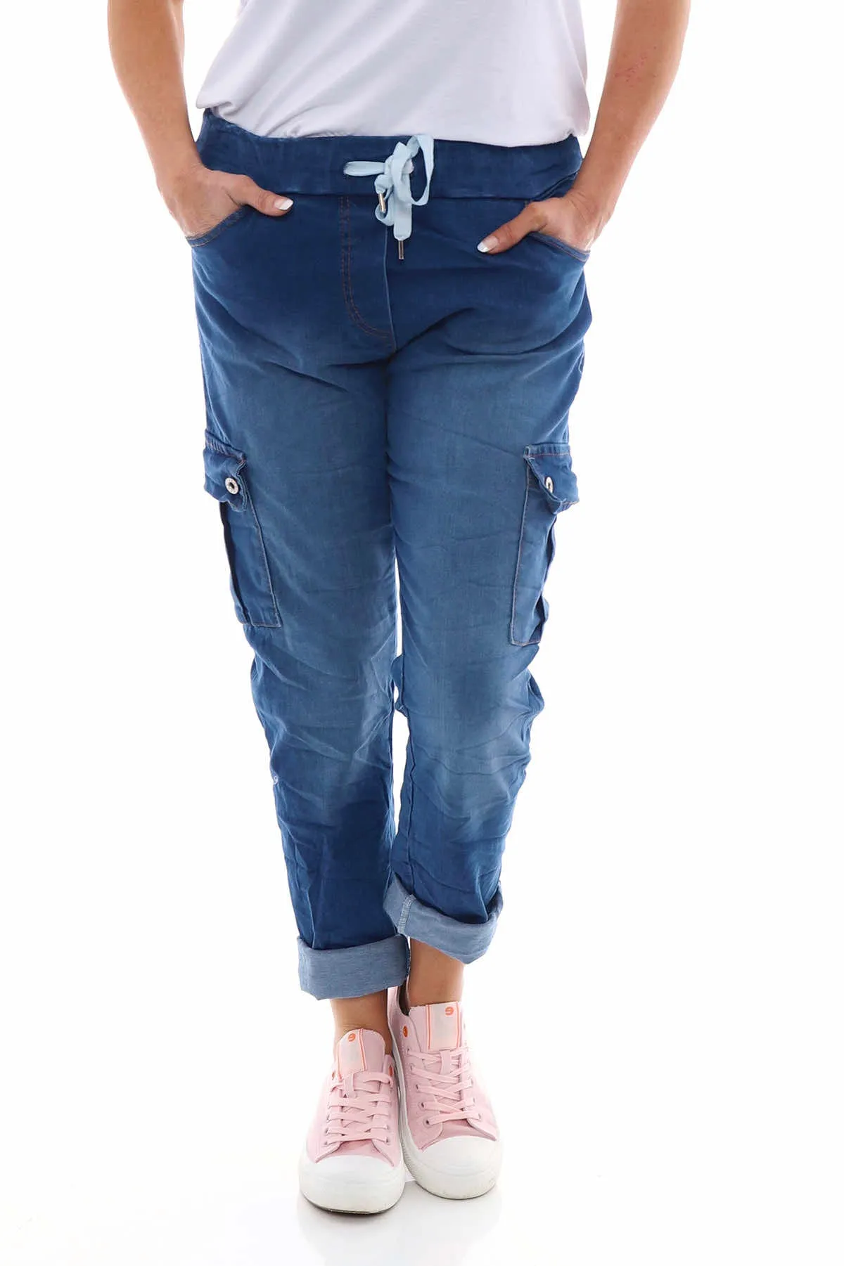 Jelani Denim Cargo Pants Mid Denim
