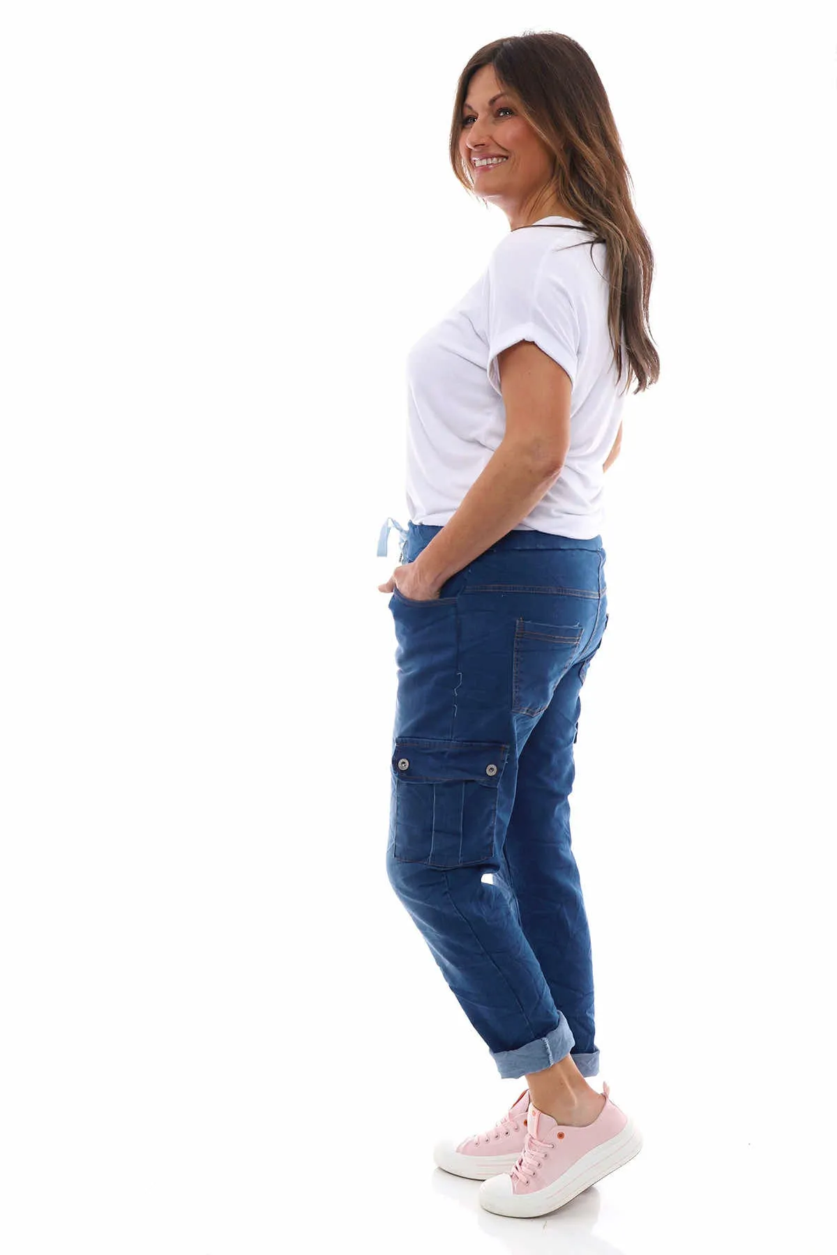 Jelani Denim Cargo Pants Mid Denim