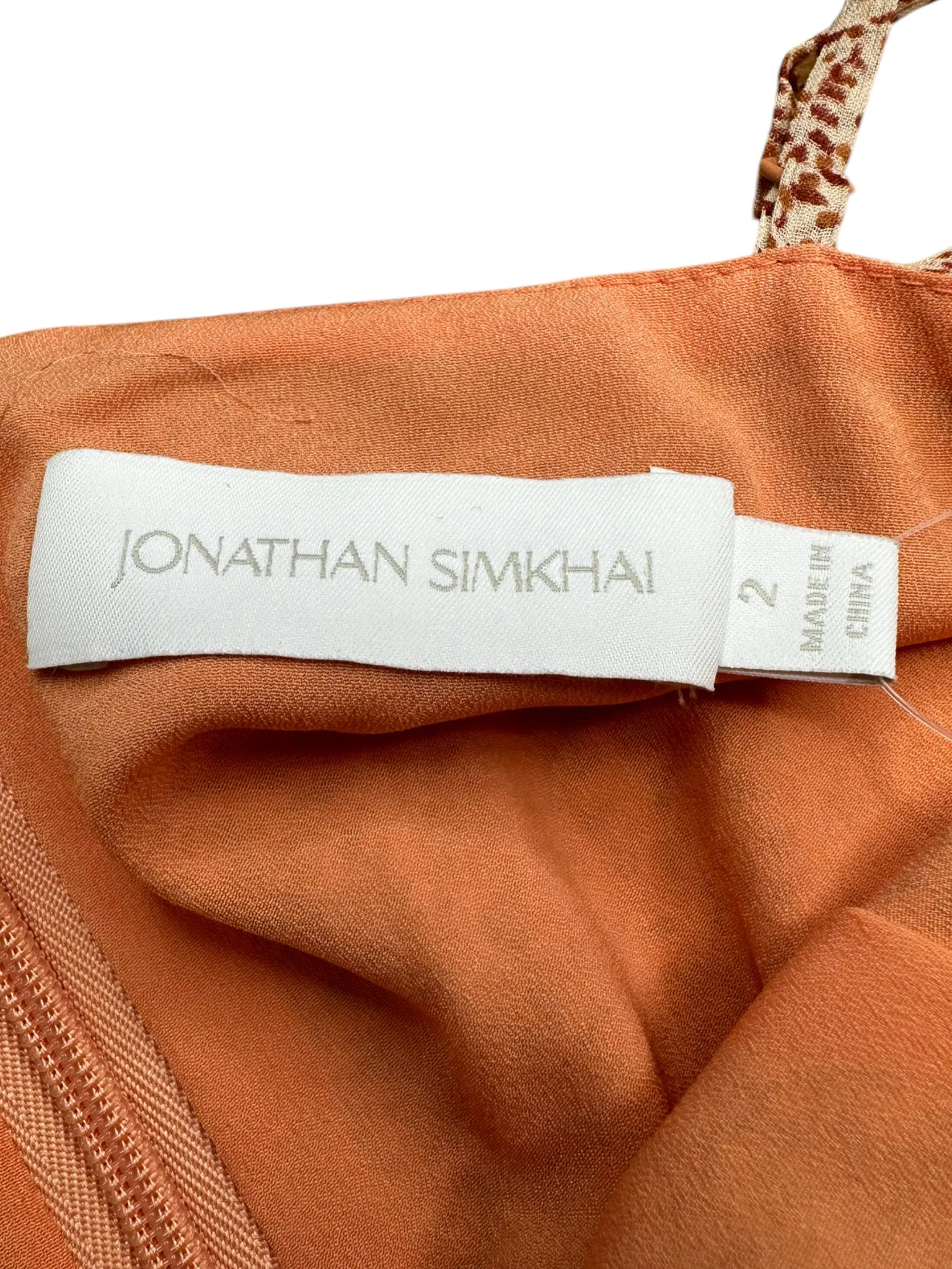 Jonathan Simhkai 100% Silk Orange Print Maxi Dress Size XS