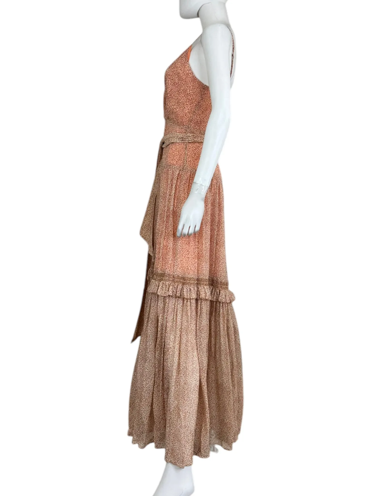 Jonathan Simhkai 100% Silk Orange Print Maxi Dress Size XS