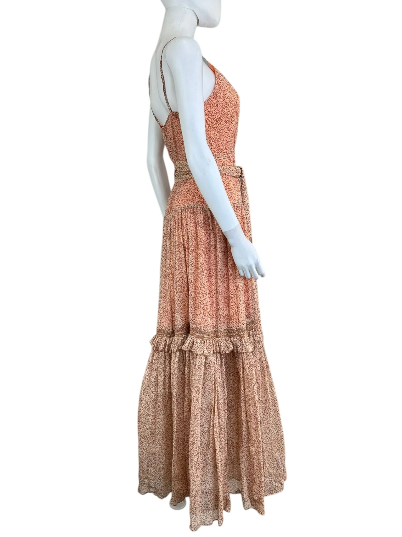 Jonathan Simhkai 100% Silk Orange Print Maxi Dress Size XS