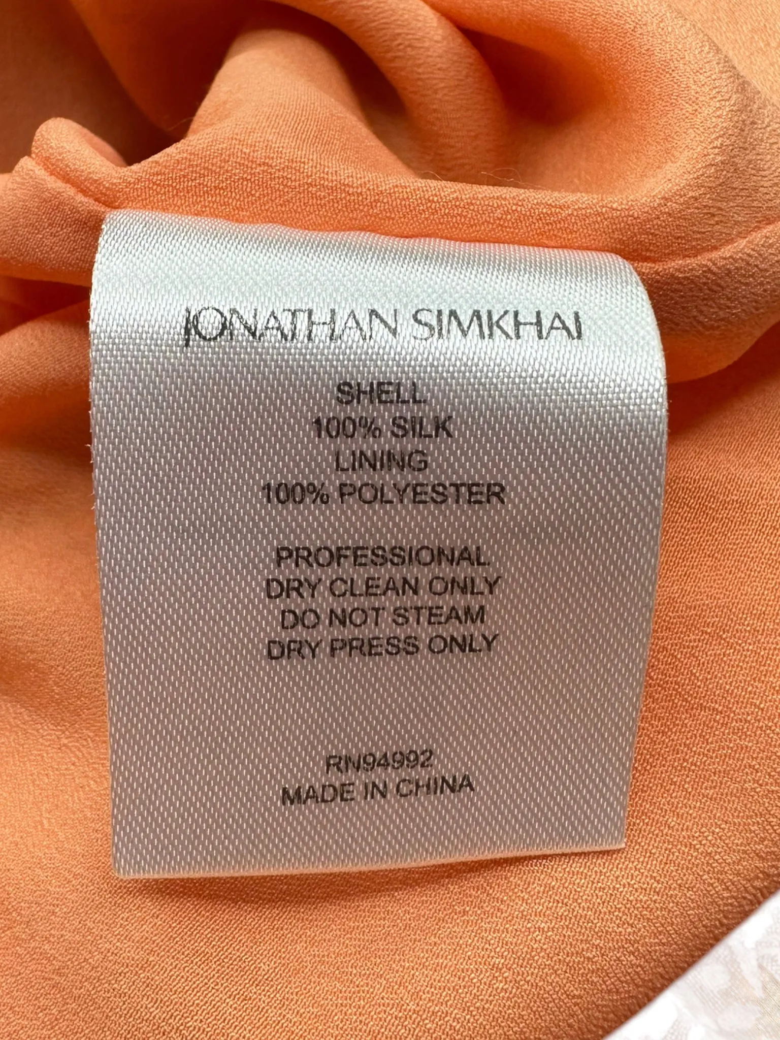 Jonathan Simhkai 100% Silk Orange Print Maxi Dress Size XS